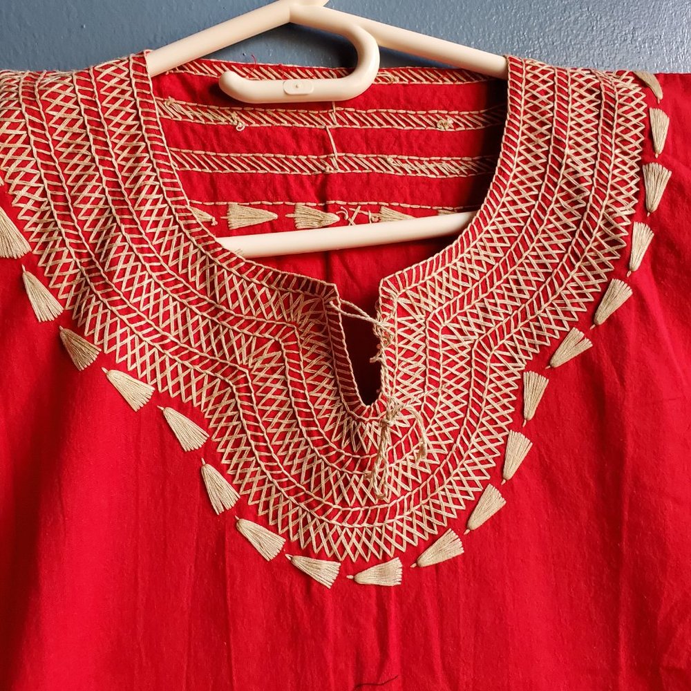 Red Mexican Artisanal Dress - Picture 2 of 5